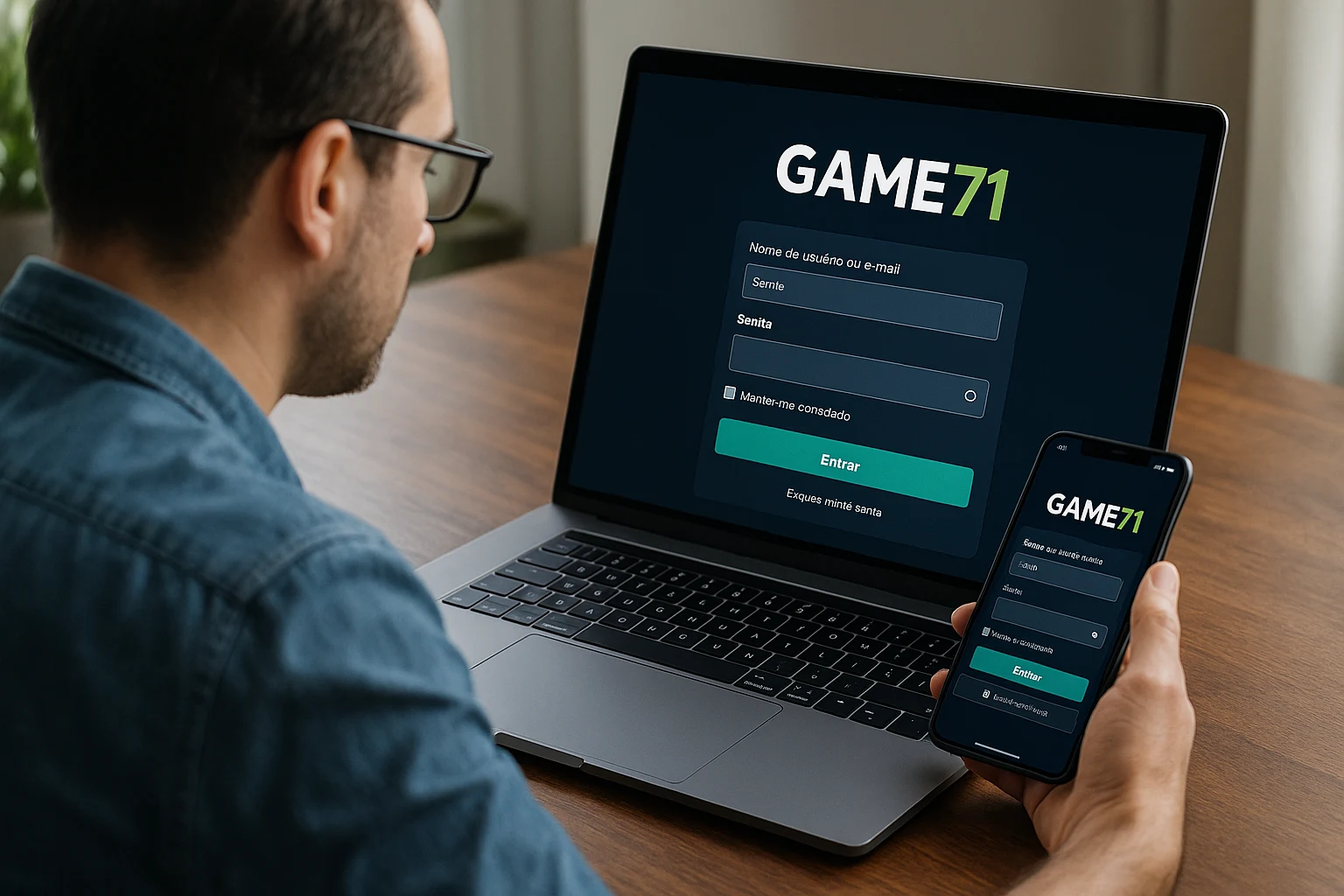 Criar uma nova Conta no plataforma GAME71